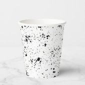 Zwart verf splatter patroon papieren bekers (Voorkant)