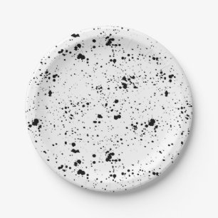 Zwart verf splatter patroon papieren bordje