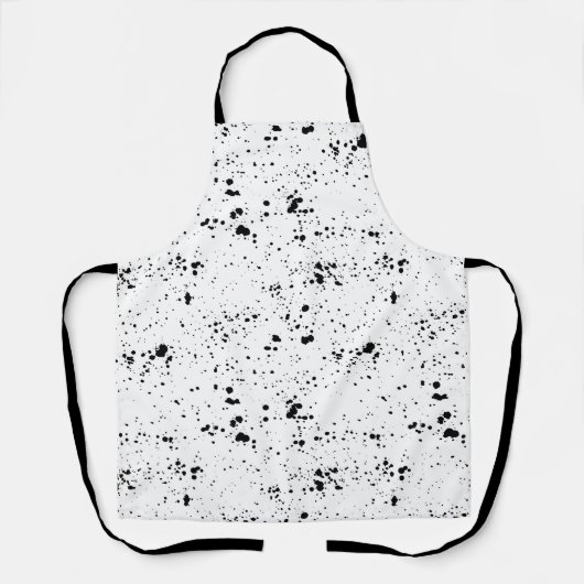 Zwart verf splatter patroon schort (Voorkant)