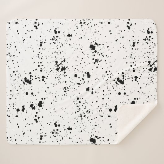 Zwart verf splatter patroon sherpa deken (Voorkant (horizontaal))