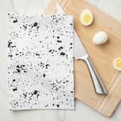 Zwart verf splatter patroon theedoek (Quarter Fold)