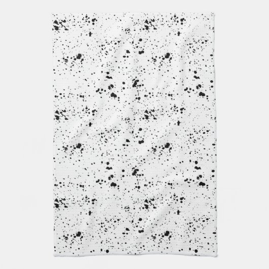 Zwart verf splatter patroon theedoek (Verticaal)