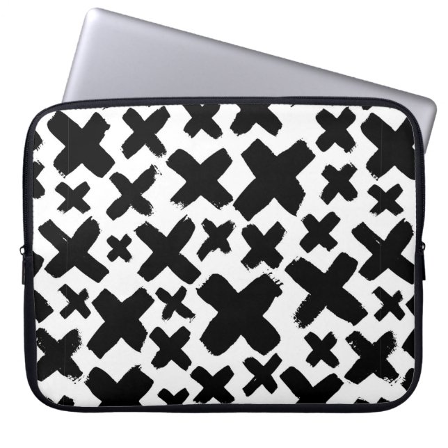 Zwart verfspatroon laptop sleeve (Voorkant)