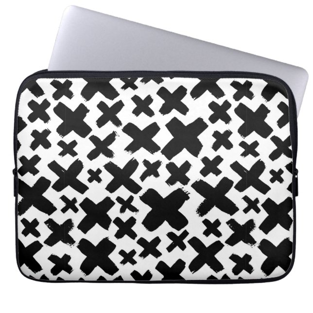 Zwart verfspatroon laptop sleeve (Voorkant)