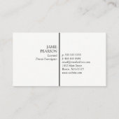 Zwart vergrootglas Patroon Privé rechercheur Visitekaartje (Achterkant)