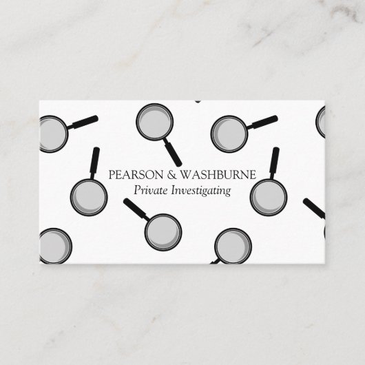 Zwart vergrootglas Patroon Privé rechercheur Visitekaartje (Voorkant)