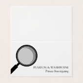 Zwart vergrootglas - privé-onderzoeker visitekaartje (Buitenkant ongevouwen)