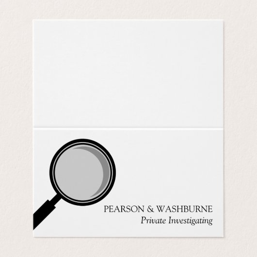 Zwart vergrootglas - privé-onderzoeker visitekaartje (Buitenkant ongevouwen)