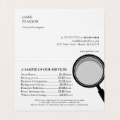 Zwart vergrootglas - privé-onderzoeker visitekaartje (Binnenkant ongevouwen)