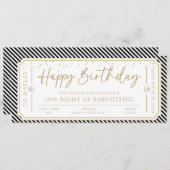 Zwart Verjaardag Babysitten Cadeaubon Kaart (Voorkant / Achterkant)