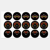 Zwart Verjaardag Bloem Fiesta Mexicaanse Borduurwe Labels (Vel)