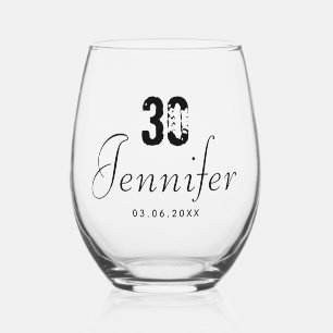 Zwart verjaardagsnummer Zwarte naam Datum Wijnglas Zonder Voet