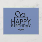 Zwart verjaardagsontwerp op blauw briefkaart (Voorkant)