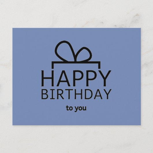 Zwart verjaardagsontwerp op blauw briefkaart (Voorkant)