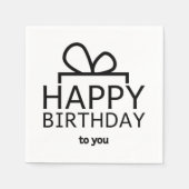 Zwart verjaardagsontwerp op wit servetten (Voorkant)