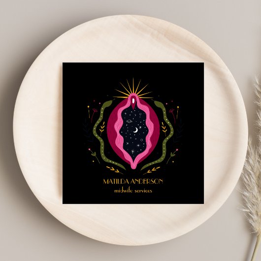 Zwart Verloskundige Diensten Zwangerschap Zwangers Vierkante Visitekaartje