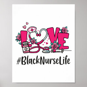 Zwart Verpleegster Liefde Valentijnsdag Schattige  Poster