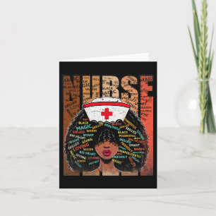 Zwart Verpleegster Vrouw Afro Melanine Zwart Hist Kaart