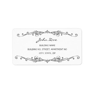 Zwart versierend Lijst grensadres Etiket