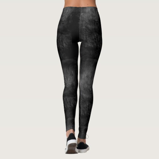 Zwart versleten en verweerd lederen patroon leggings (Achterkant)