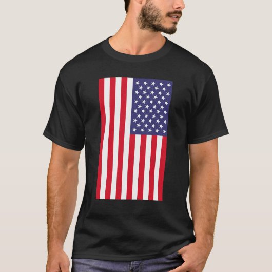 Zwart Verticaal Amerikaanse Vlag Shirt (Voorkant)