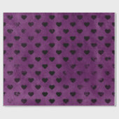 Zwart vervormd hart op Paars Cadeaupapier (Vlak)