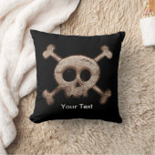 Zwart vervormd Sierkussen schedel en Botten (Deken)