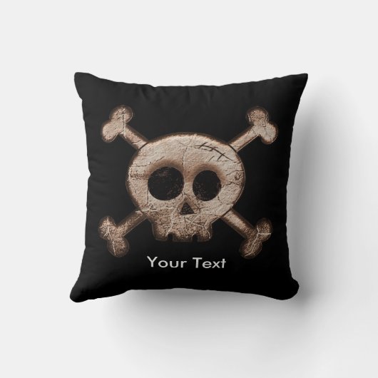 Zwart vervormd Sierkussen schedel en Botten (Achterkant)