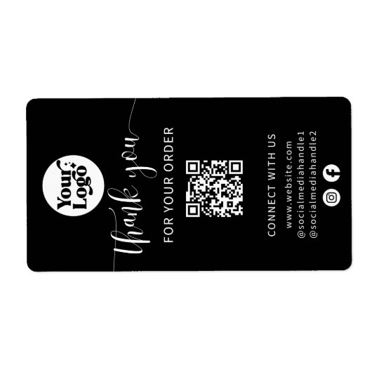 Zwart Verzendpakket QR Code Logo Box Verzegellabel Etiket (Voorkant)