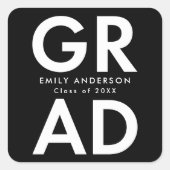 Zwart | Vet Afstudeerder Afstuderen Vierkante Sticker (Voorkant)