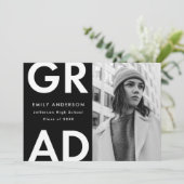 Zwart | Vet Afstudeerder Foto Afstuderen Aankondiging (Staand voorkant)