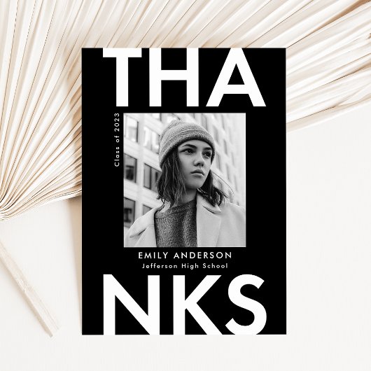 Zwart | Vet Afstudeerder Foto Afstuderen Bedankkaart