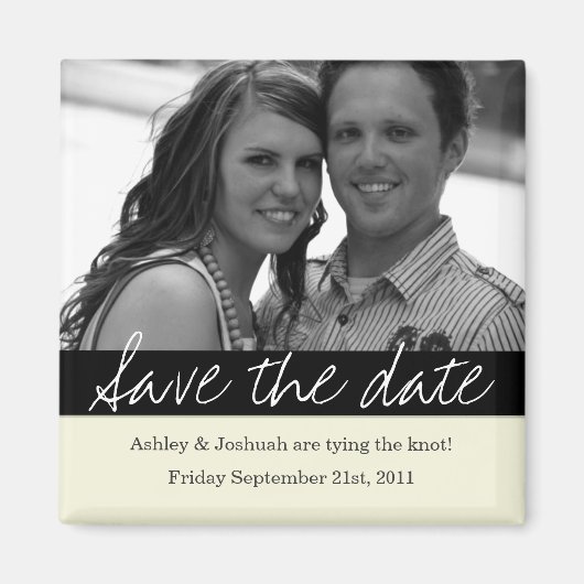 Zwart Vet Banner Foto Save The Date Magnet (Voorkant)
