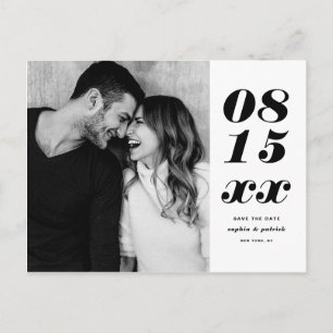 Zwart vet cursief Typografie Foto slaat de datum o Aankondigingskaart