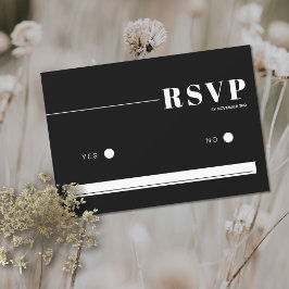 Zwart vet en chique typografie minimalistische bru RSVP kaartje