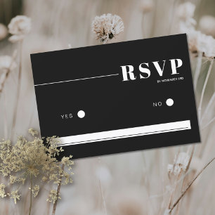Zwart vet en chique typografie minimalistische bru RSVP kaartje