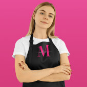 Zwart & Vet Hot Pink Monogram Initiaal Frans Schort