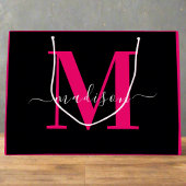 Zwart & Vet Hot Pink Monogram Initiaal Girly Groot Cadeauzakje