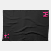 Zwart & Vet Hot Pink Monogram Initiaal Naam Famili Theedoek (Horizontaal)