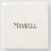 Zwart Vet Moderne Typografie Achternaam Stenen Onderzetter (Voorkant)