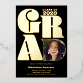 Zwart vet overgroot Afstudeerder 4 foto 2023 afstu Folie Uitnodiging (Voorkant)