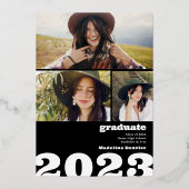 Zwart vet overgroot Afstudeerder 4 foto 2023 afstu Folie Uitnodiging (Achterkant)