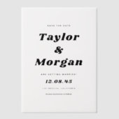 Zwart Vet Retro Script De datum opslaan Vellum Uitnodigingen (Voorkant)