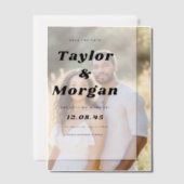 Zwart Vet Retro Script De datum opslaan Vellum Uitnodigingen (Offset (Koppel))