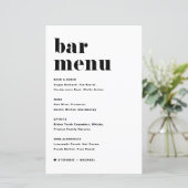 Zwart Vet Retro Typografie Bruiloft Bar Menu (Staand voorkant)