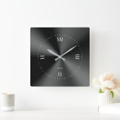 Zwart vet roestvrij staal vierkante klok (Huis)