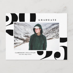Zwart Vet Typografie 2024 Foto Afstuderen Uitnodiging Briefkaart