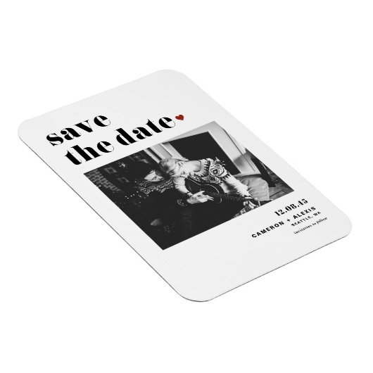 Zwart Vet Typografie Hart Foto Save the Date Magneet (Rechterzijde)