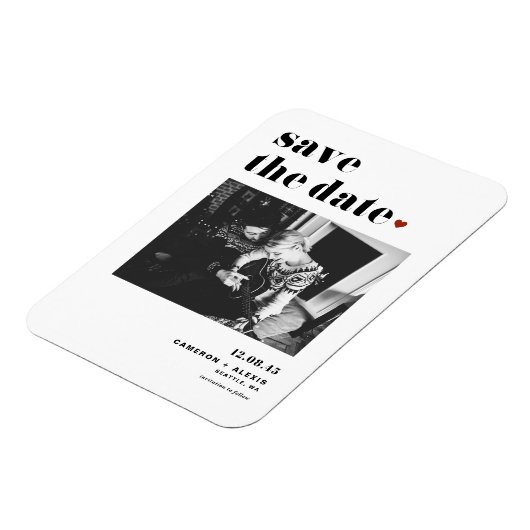 Zwart Vet Typografie Hart Foto Save the Date Magneet (Linkerzijde)