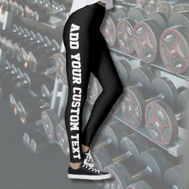 Zwart Vetgedrukt Gepersonaliseerde Aangepaste Teks Leggings